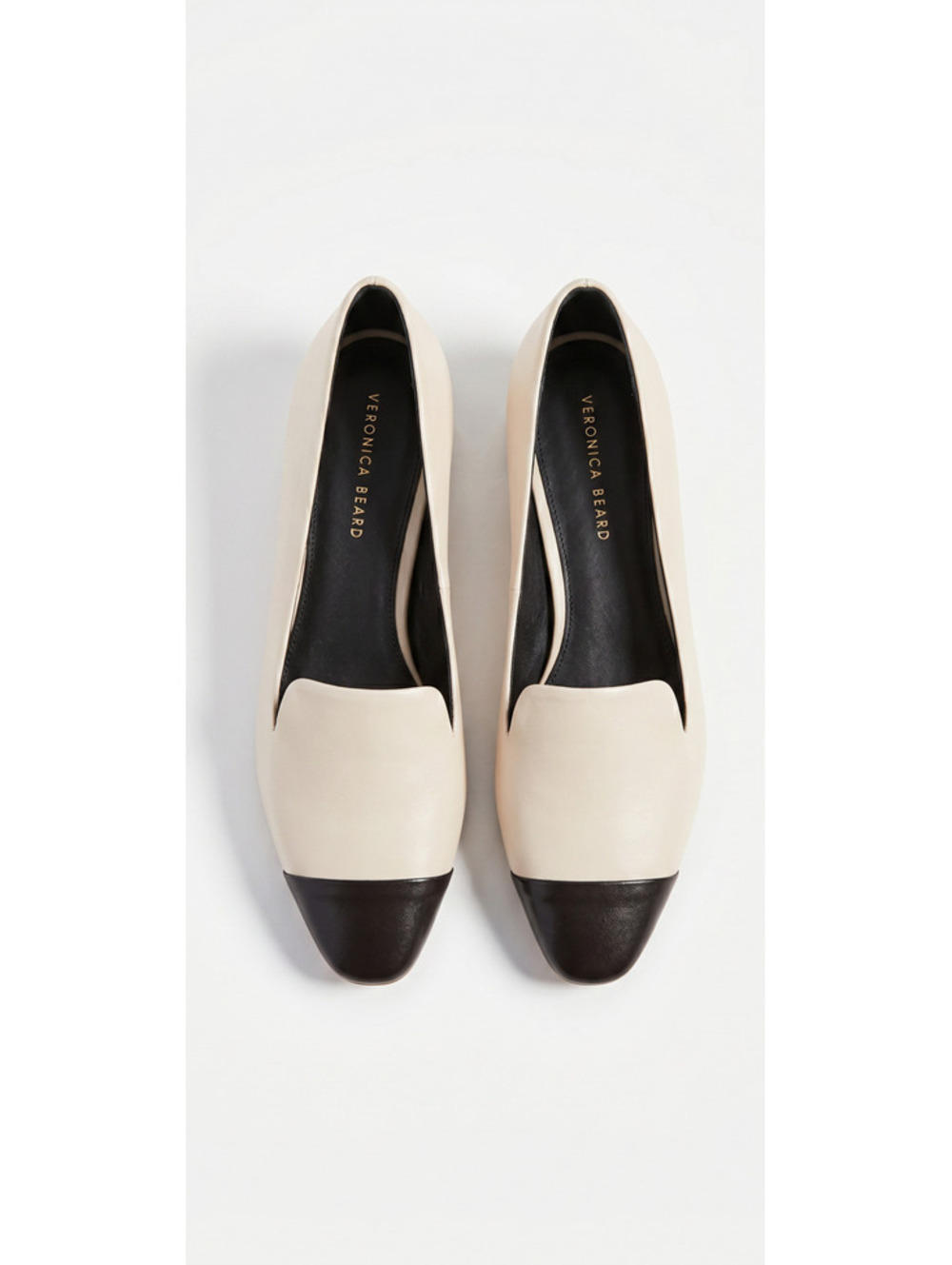 NWOT $375 MSRP Veronica Beard Two Tone Cap Toe Loafer Ecru Black Size 8.5 - Picture 4 of 7